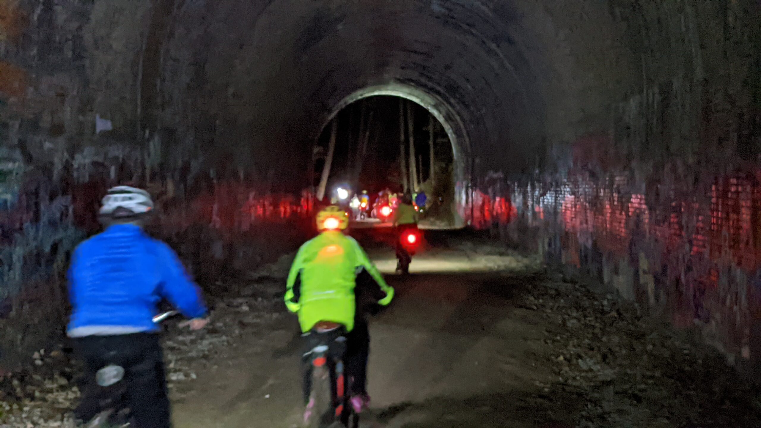 Moonville Tunnel during the Night Train to Moonville Bike Ride in 2021.